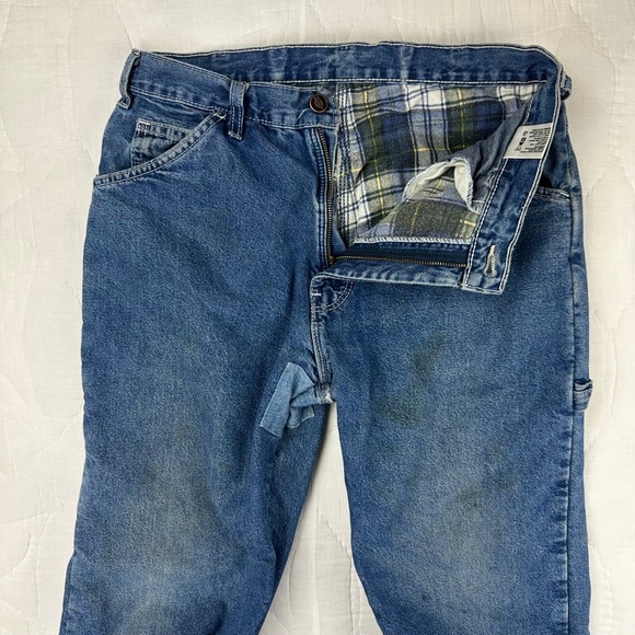 Dickies Mens Flannel Lined Carpenter Jeans Blue Denim Genuine Work Pants 32x30 - Picture 14 of 16